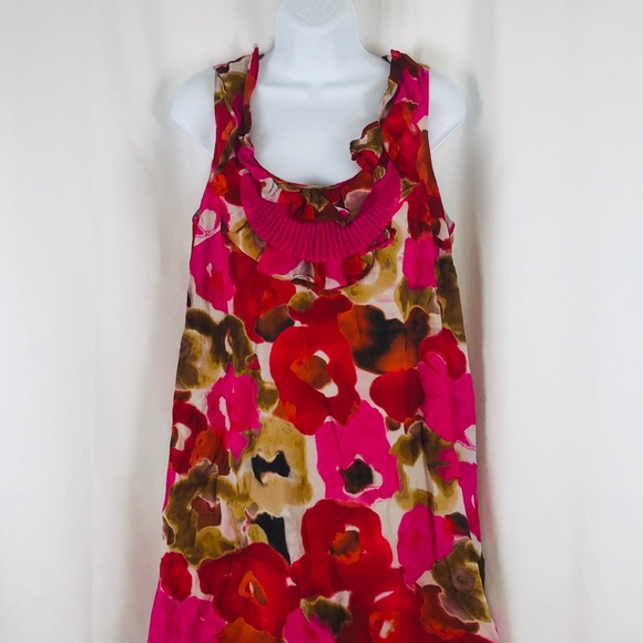 Loft Silk blend fully lines pink floral dress MP - Picture 2 of 7